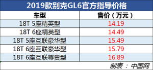 2019款别克GL6正式上市 售14.19-16.89万元