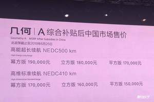 补贴后售价 15 万元起 吉利几何 A 正式上市