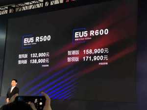 补贴后售价 15.89-17.19 万元 北汽新能源 EU5 R600 车型正式上市