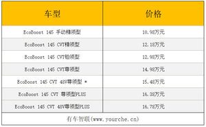 搭1.5T发动机/售15.48万元 福特领界新增48V尊领型