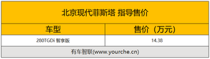 搭1.6T四缸发动机/定位次顶配车型 菲斯塔280TGDi智享版上市售14.38万元